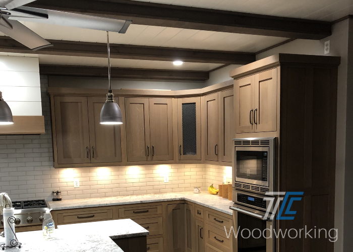 wood kitchen cabins with ceiling shiplap